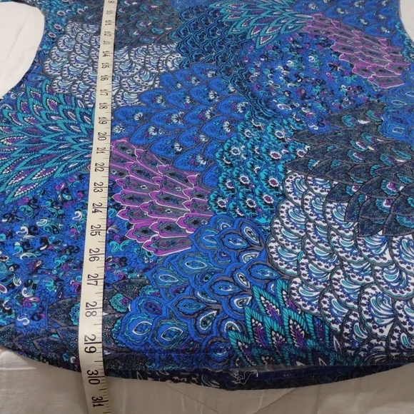 Beautiful peacock feathers tunic top/dress, sz med - Picture 13 of 16